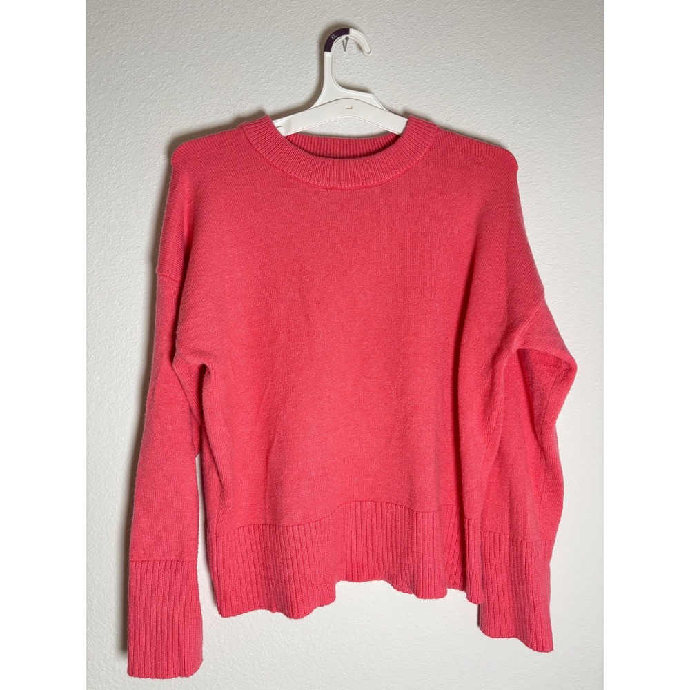 A New Day Coral Pink Crewneck Sweater Drop Shoulder Ribbed Knit Medium‎